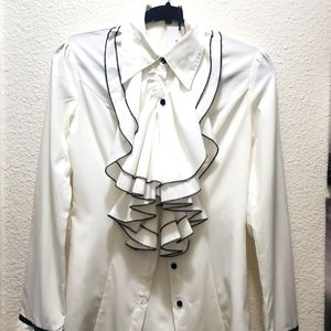 Dressy Blouse w/ Ruffle Neck and Cuffs